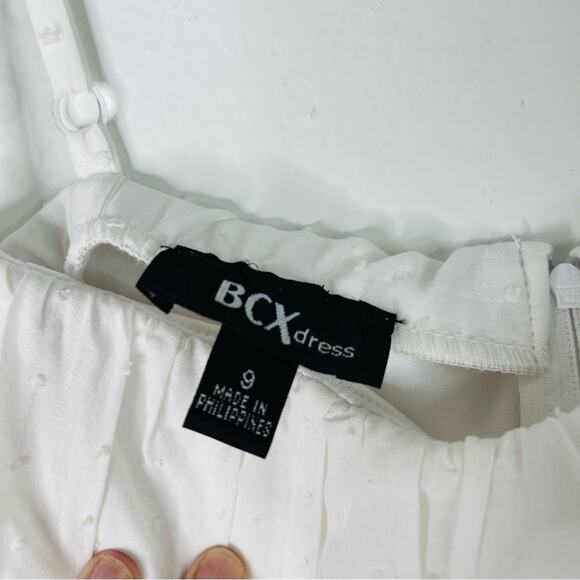 NEW BCX white trendy rosette Swiss dot cottagecore pleated dress small - Picture 7 of 9